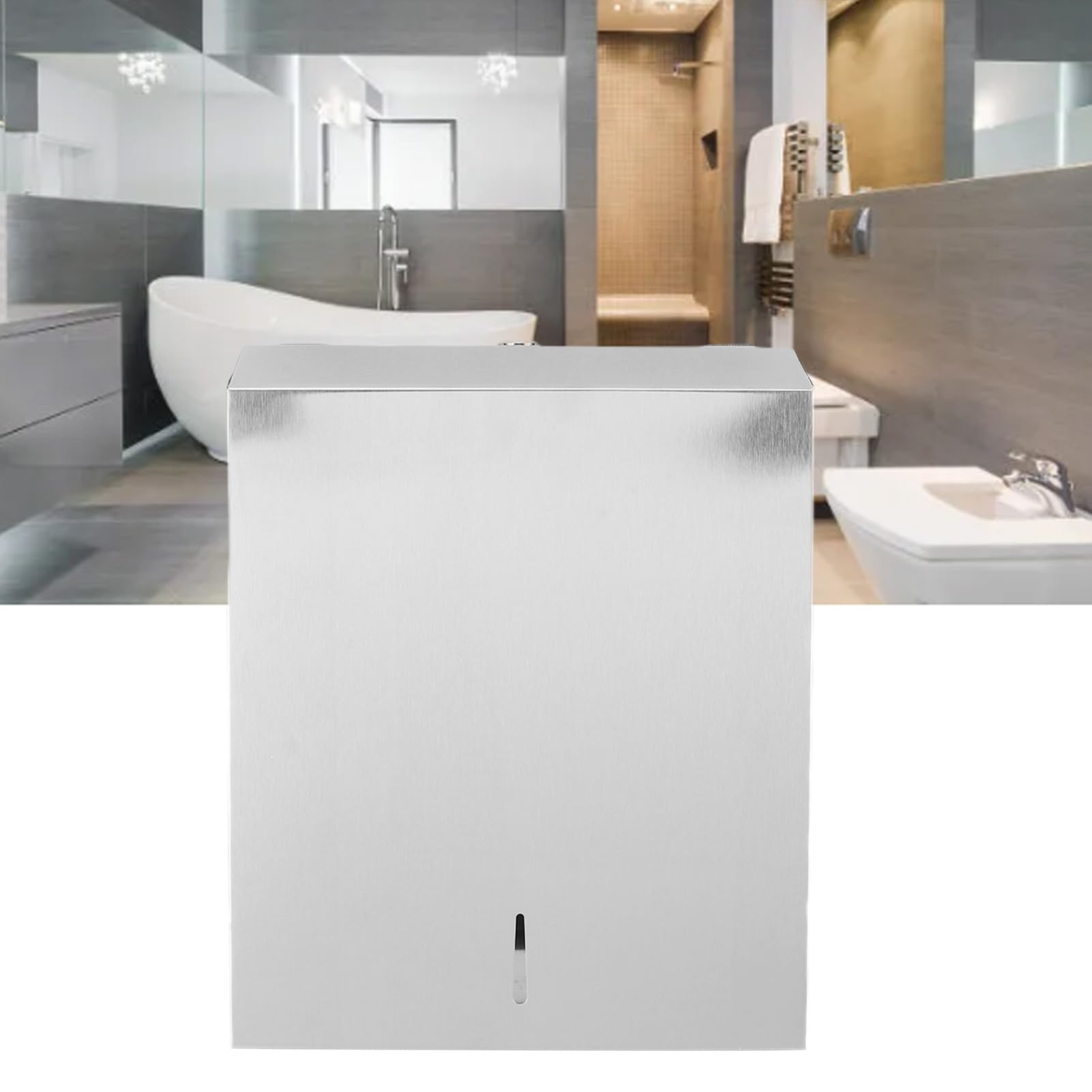 Soporte para Toallas de Papel montado en la Pared para Cocina, dispensador de Caja de pañuelos de Acero Inoxidable, diseño Vertical Que Ahorra Espacio, Estilo Moderno, (Lijado Bk50)