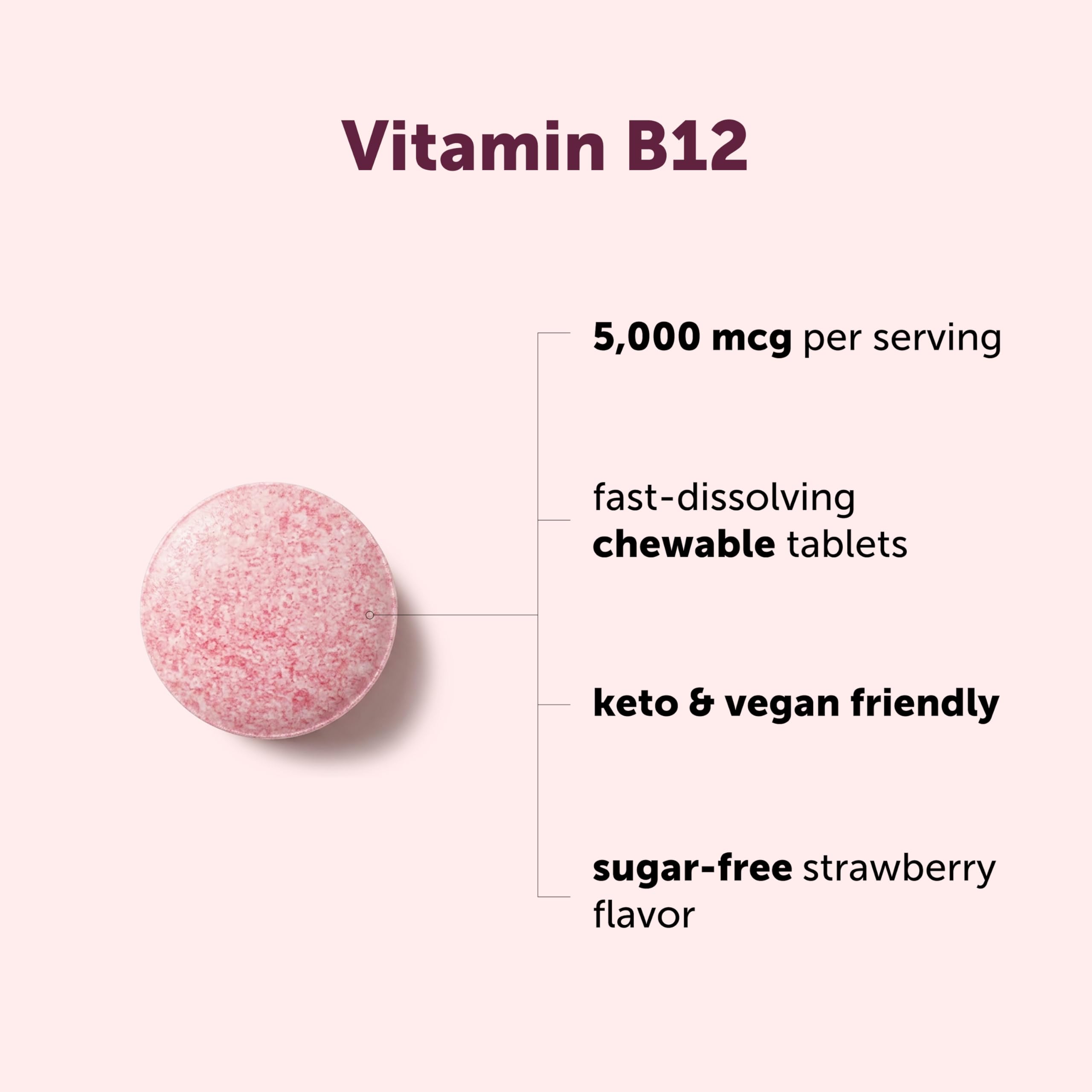 Micro Ingredients Vitamin B12 5,000 mcg | Methylcobalamin – 240 Chewable Tablets | Fast Dissolve, Natural Strawberry Flavor | Vegan, Non-GMO, Gluten Free — Amazon image 3