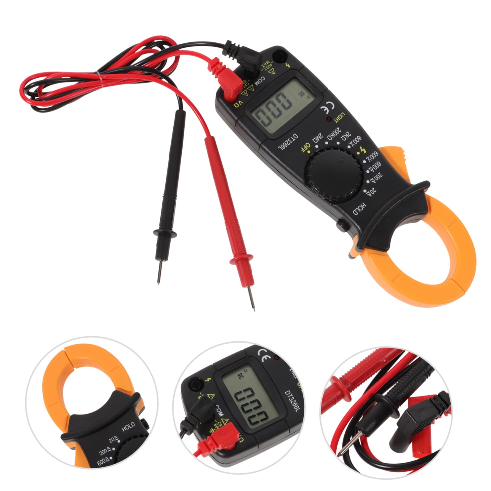 SOLUSTRE 3pièces Multimètre Numérique Portable Avec Pince Ampèremétrique Testeur De Tension Et Ohm Mesure Précise Avec Intégrale Design Ergonomique Et Facile à Utiliser