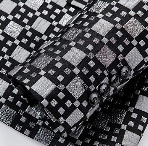 MOGU Mens Blazer Plaid Print Slim Fit Casual Sport Caots Jacket for Daily Prom Party4