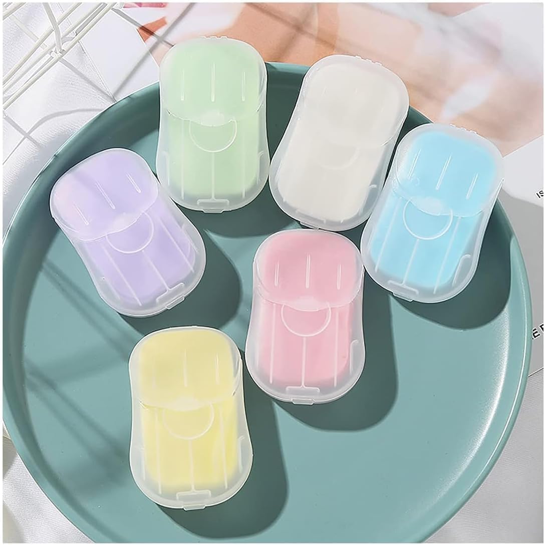 6 Box Portable Soap Sheets, Mini Travel Soap Paper Sheets Disposable Water Soluble Hand Washing Bath Scented Paper Camping and Shampoo Cleansers for Outdoor, Camping Hiking