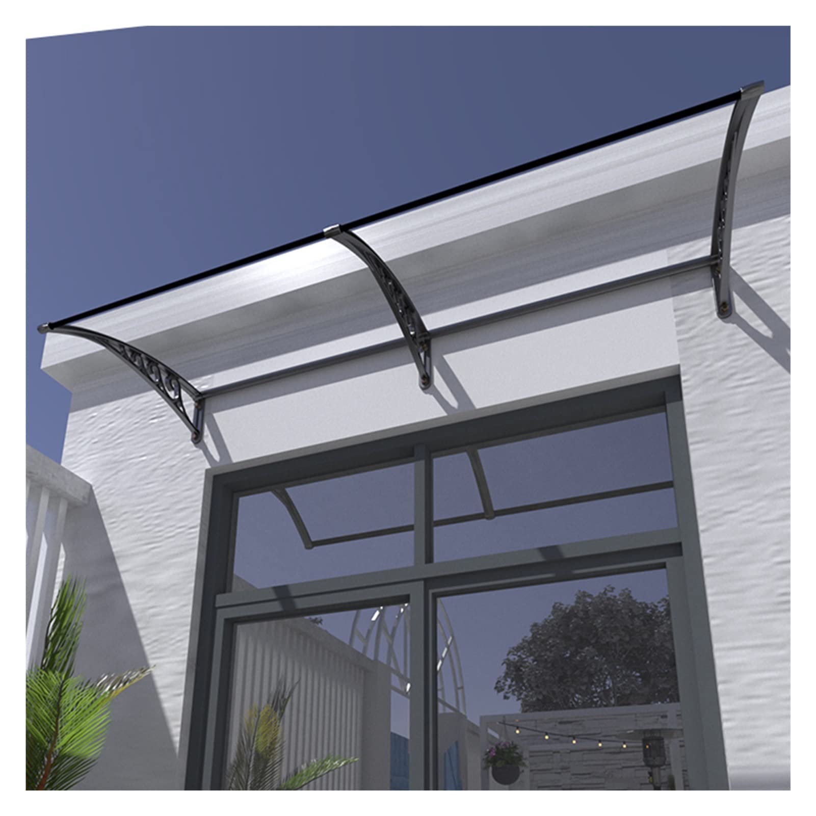 VINGLI Fenstermarkise Aus Polycarbonat – 76,2x101,6 Cm, Silber/schwarz, UV- & Wettergeschützt Für Tür & Fenster