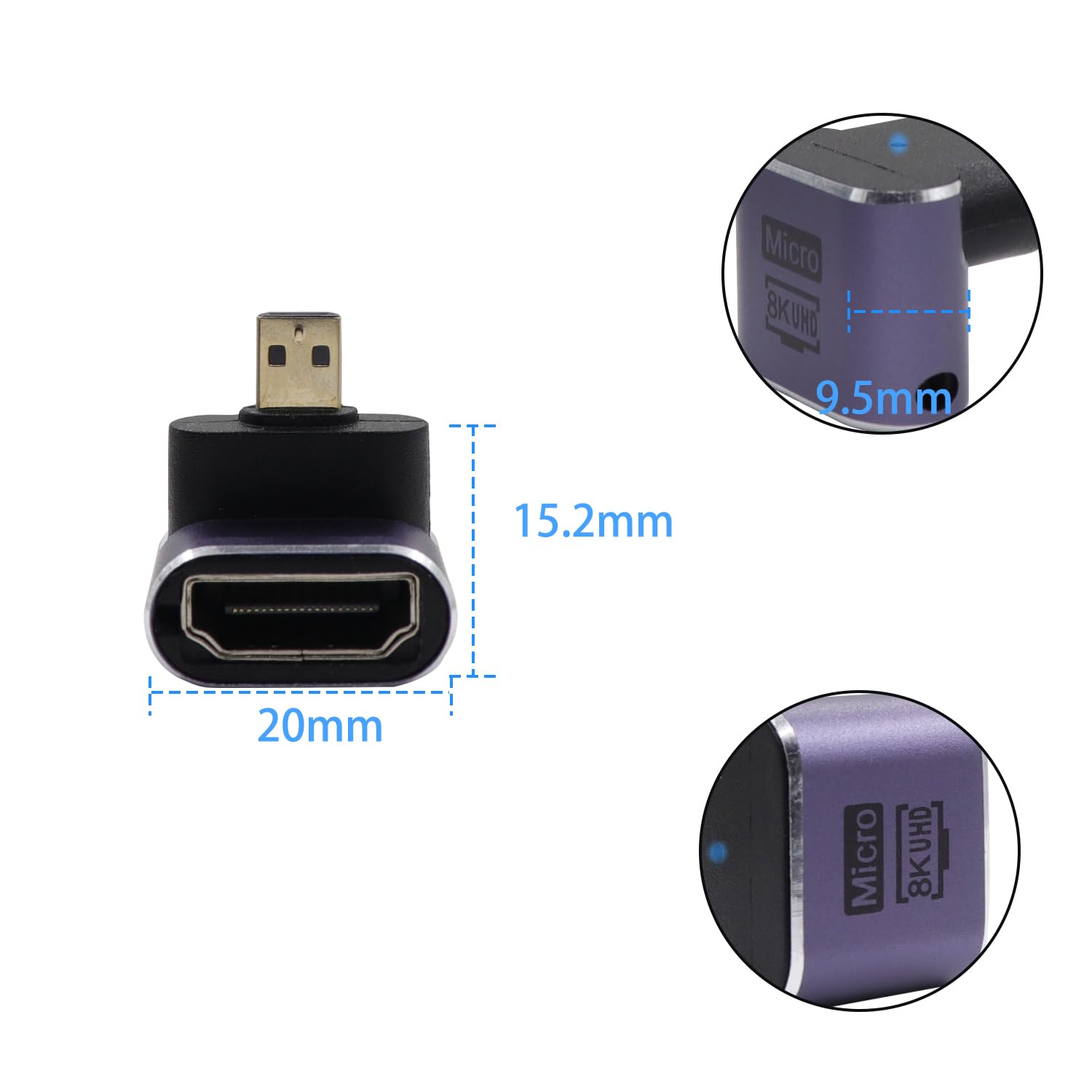 Hdmi 2.1 Cable RIIEYOCA 8K Mini HDMI Adapter Cable, 90 Degree Down - View #7