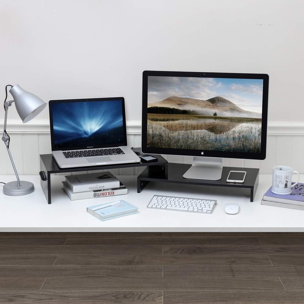 Buу 1 gеt 1 Finnhomy 21.3 inch 2-Tier Computer Dual Monitor Stand Riser for Desk Organizer, Wooden Laptop Riser Screen, pc Stand,TV Desk and Tabletop Organizer, Black Suitable for 108-key Keyboard Blасk Frіdау Sаlе 2022 Finnhomy 21.3 inch 2-Tier Computer Dual Monitor Stand Riser for Desk Organizer, Wooden Laptop Riser Screen, pc Stand,TV Desk and Tabletop Organizer, Black Suitable for 108-key Keyboard