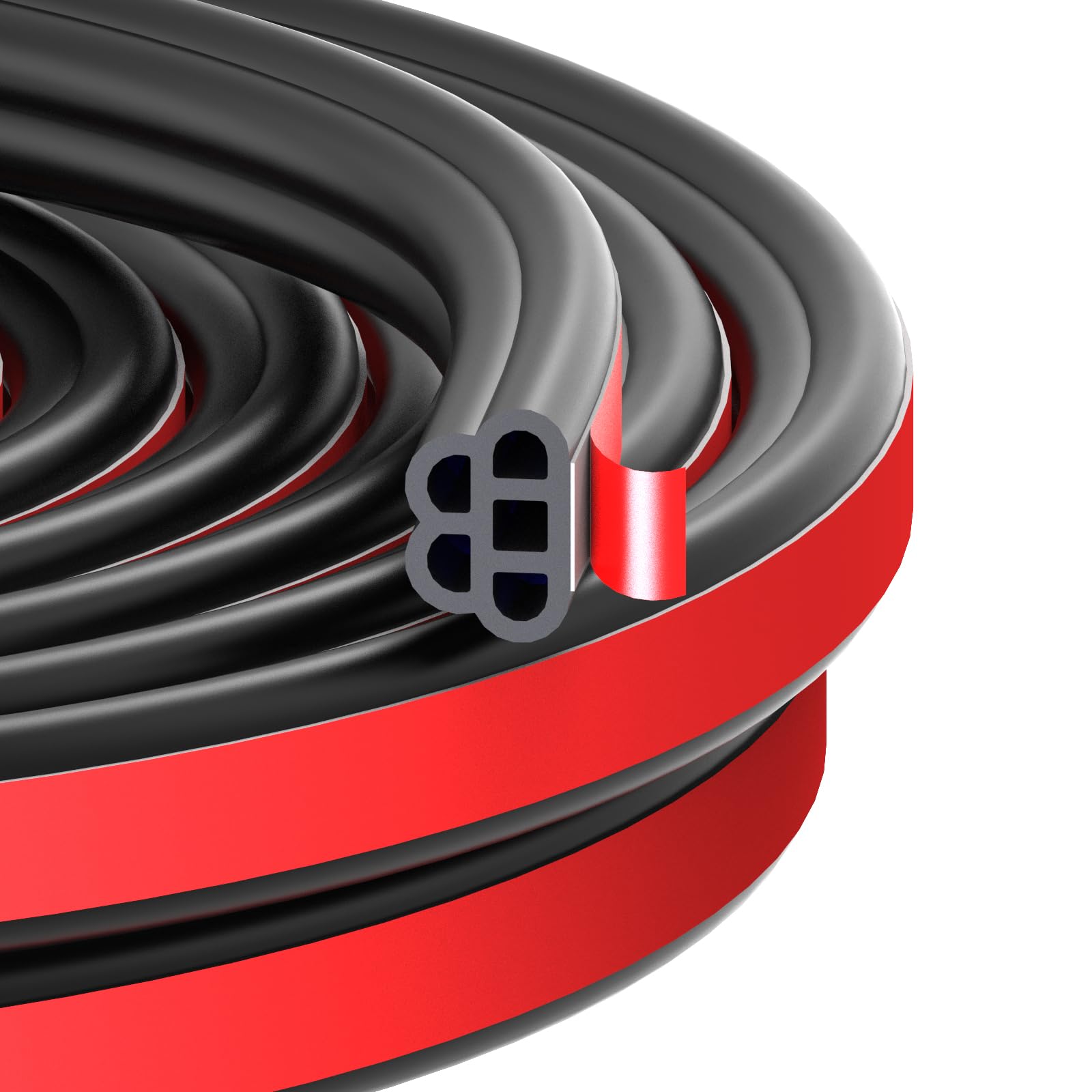 Universal Car Door Rubber Seal Strip Self Adhesive Automotive Door Soundproofing Weather Stripping Double Layer 5-Hole Auto Weatherstrip fit Truck Pickup RVs (52.49 Feet Long)