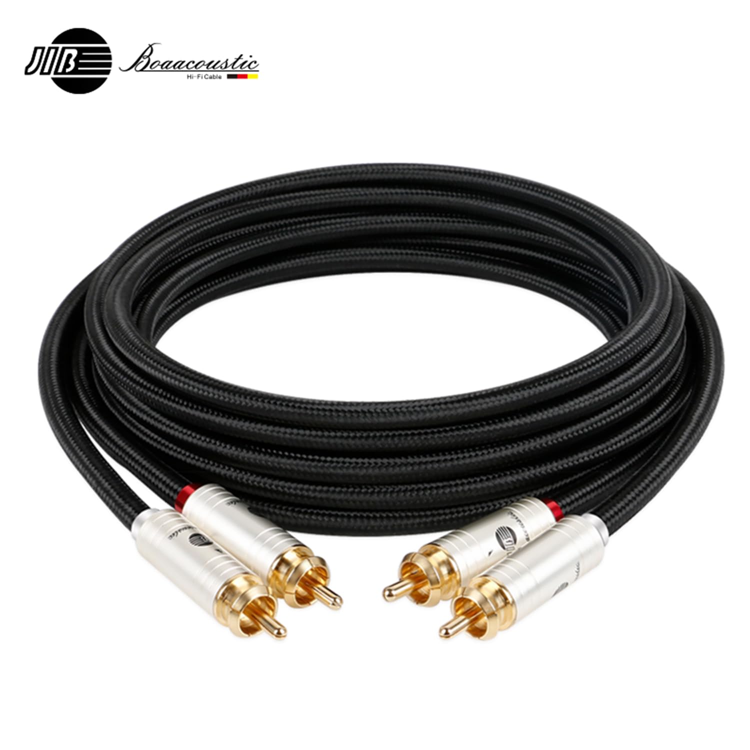 BOAACOUSTIC Cable de audio RCA Cable Cinch 2x RCA macho a macho Audiophile compatible para CD, amplificador, decodificador, 1m