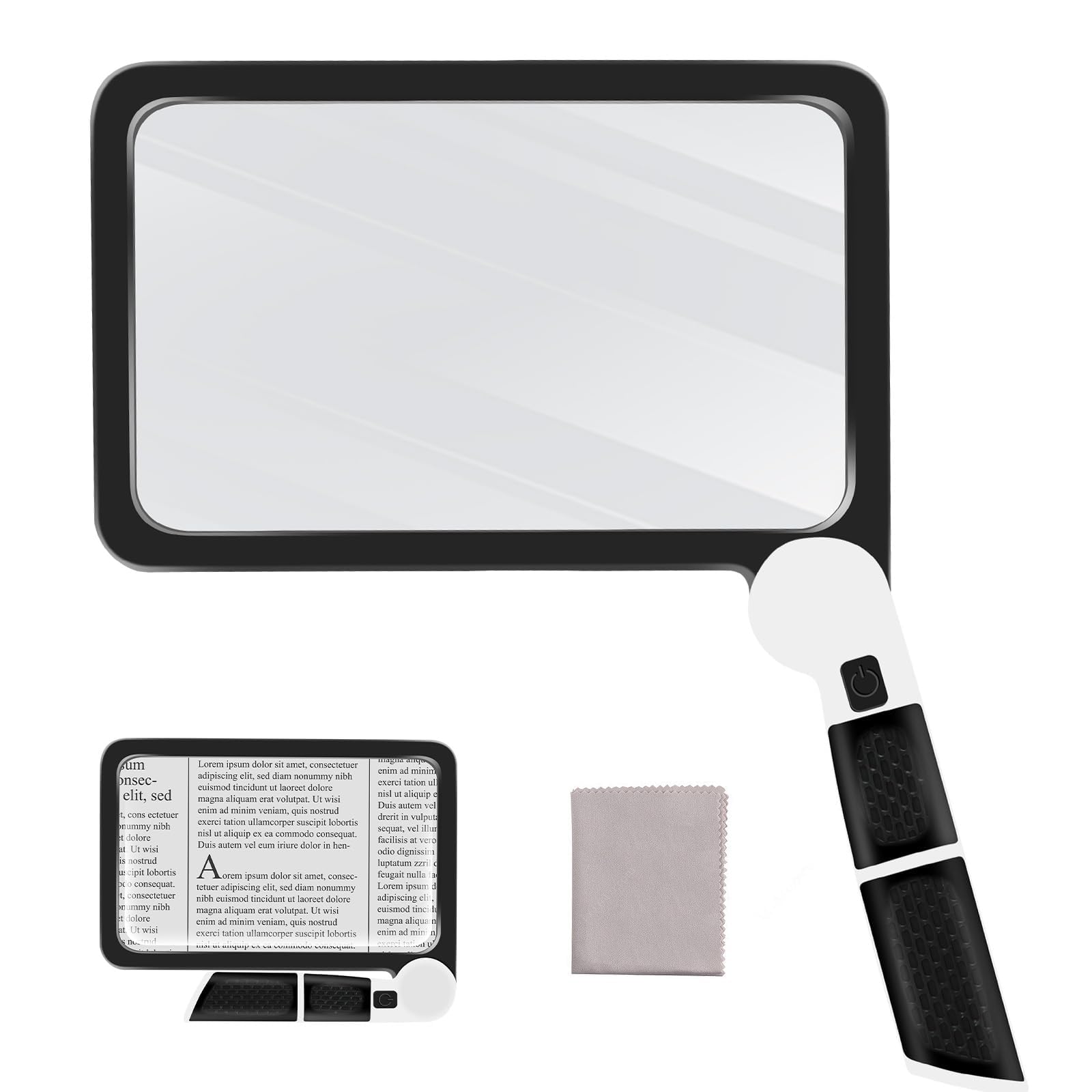 Lupa 5X con luz, lupa de mano para leer, lupa de página completa con 48 luces LED y lente antirreflejos, ideal para personas mayores y baja visión