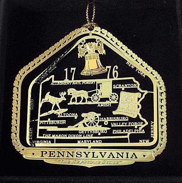 Pennsylvania State Brass Christmas Ornament Souvenir Gift - Image 4