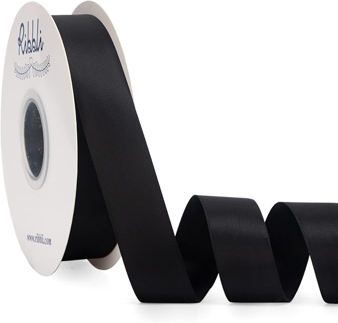 Amazon.com: Ribbli Black Satin Ribbon Double Faced Satin 1 inch x ...