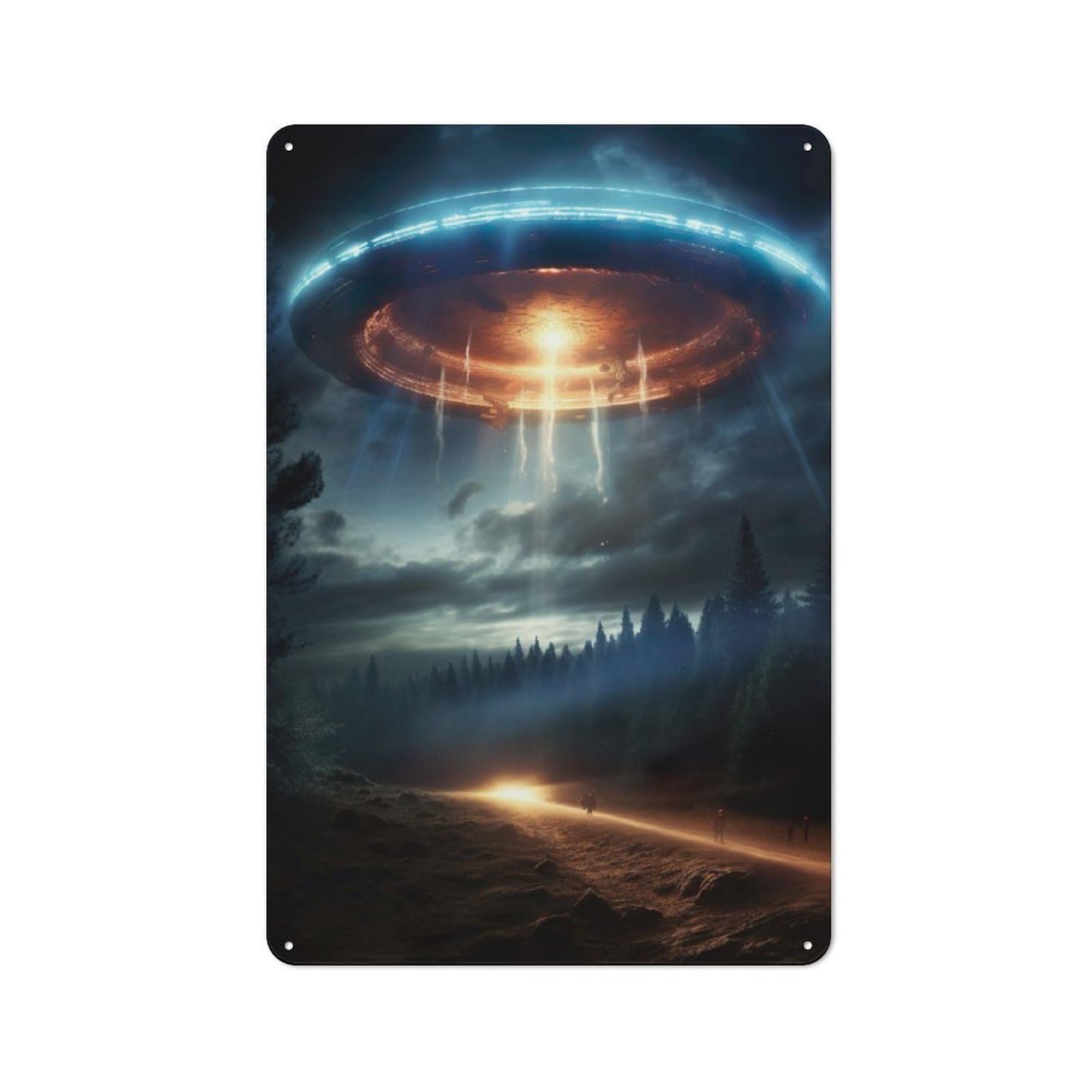 Junmoney Alien Invasion Metal Sign 30X20cm With For Workshop Wall, Rustic Decor, For Garage, Workshop And Man Cave Decoration