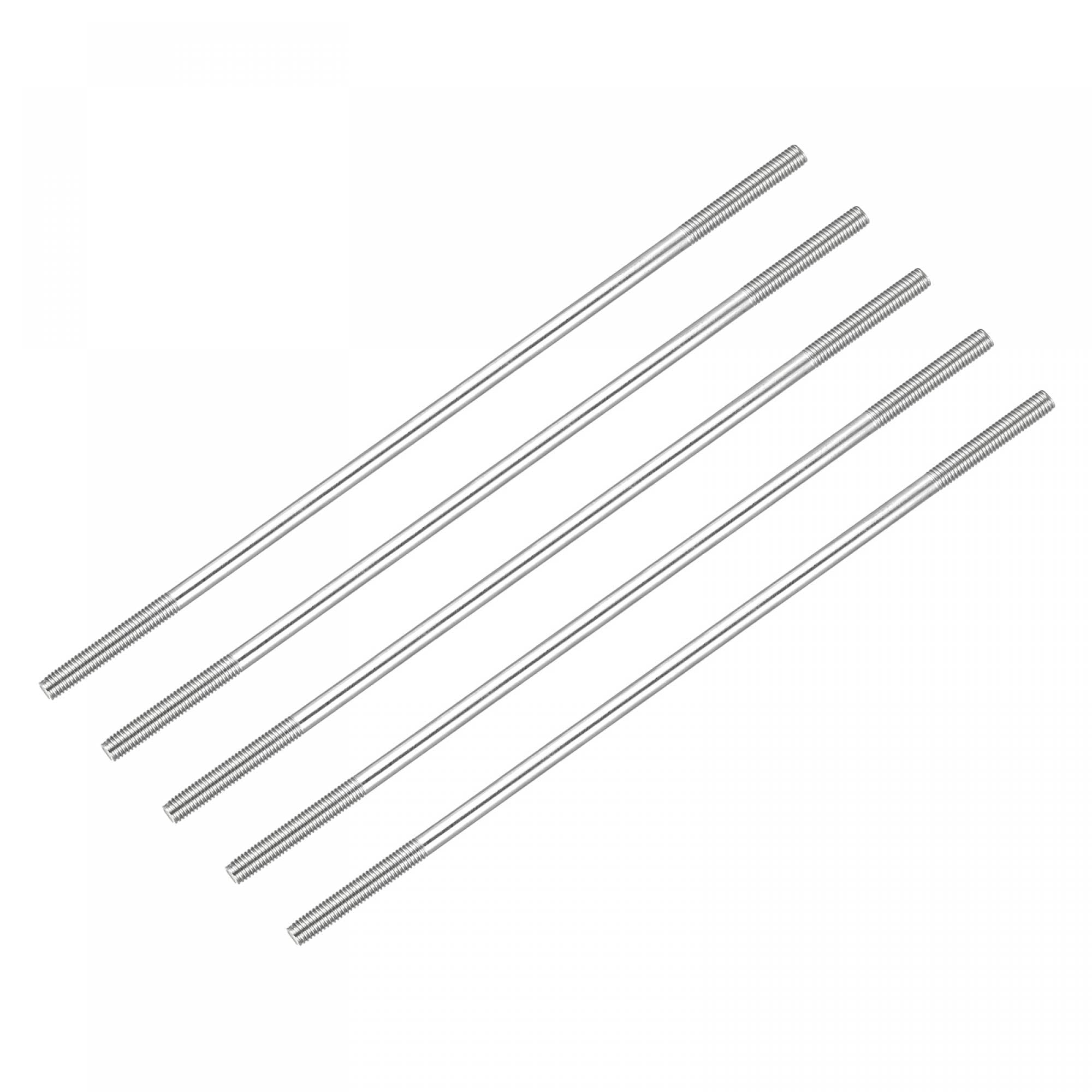 sourcing map Double Ended Stud Screws (M5 Thread 180mm Length) 5pcs, 304 Stainless Steel Dual Threaded Rod Bolts - for House Maintenance
