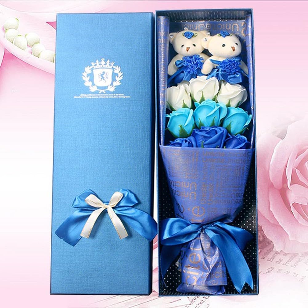 Bouquet de 9 roses en savon - Boîte de fleurs artificielles parfumées pour femme - Cadeau élégant pour la Saint-Valentin, un anniversaire de mariage