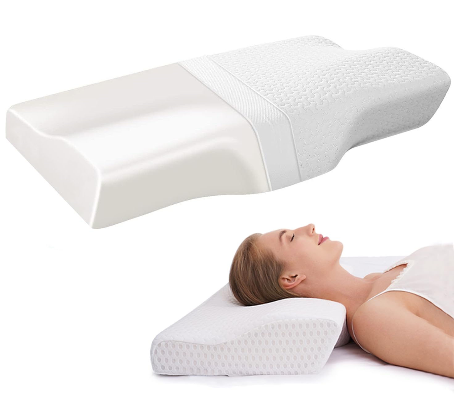 Premium Memory Foam Pillow - Orthopedic Support For Neck Shoulder Pain, Ergonomic Posture Cervical Pillow for Sleeping, Contour Neck Pillow for Side, Back and Stomach Sleepers