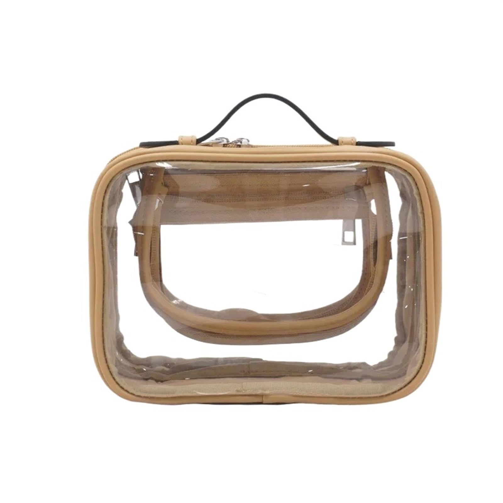 Borsa da Toilette Impermeabile Borsa for cosmetici a doppio strato | Pennello for trucco a doppio strato, multifunzionale, trasparente(Coffee)
