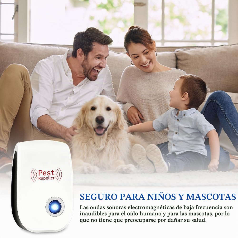 6 Pack Repelente Ultrasónico de Plagas, para Anti Mosquitos, Moscas, Ratones, Cucarachas, Arañas, Insectos, Para Familias Europeas 1