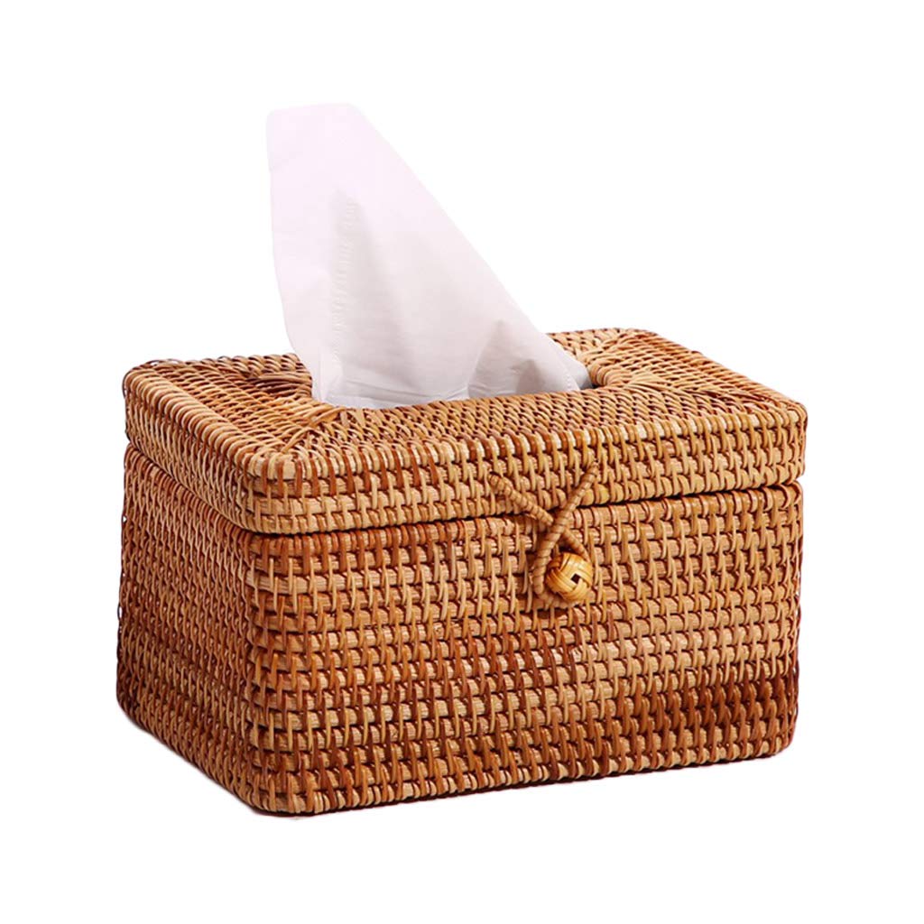 rectangular tissue box cover, Elegant Handmade Rattan Tissue Box, 19 * 13 * 11(2)