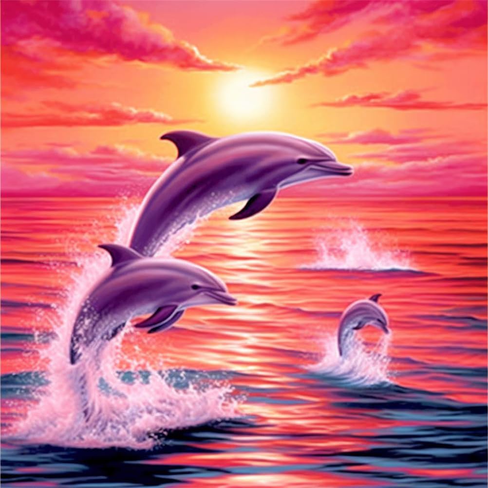 Meecaa Cross Stitch Kits 11 Count Stamped, Whale Sunset Animal Embroidery Kit with Accessories Pre Printed (40CMx40CM) (Whale)
