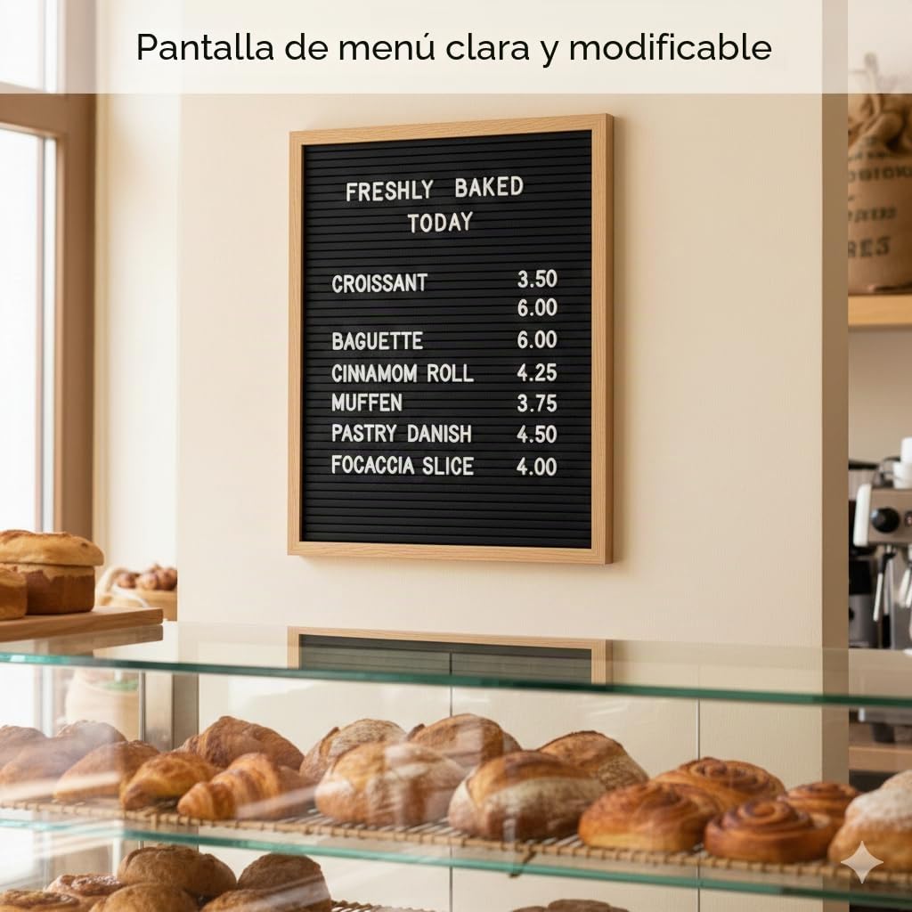 Tablero de letras grande, menú premium con letras, tablero de fieltro negro, plástico blanco, duradero, retro, vintage, para restaurantes, cafeterías, pubs, 24 x 30 pulgadas (CL-F-4)
