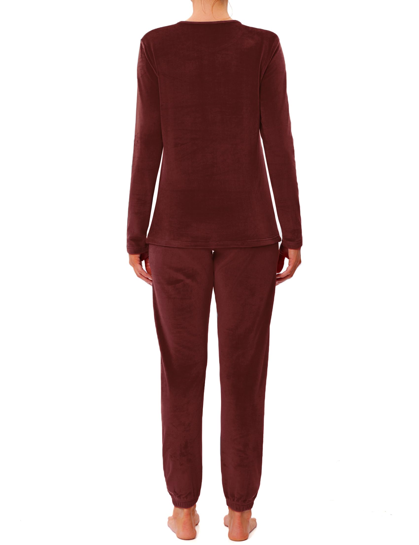 Wayleb Pigiama Donna Invernale Due Pezzi,Velluto Loungewear Tuta Casa Calda Autunno Inverno Manica Lunga Girocollo Maglia Top con Tasche e Pantaloni S-3XL