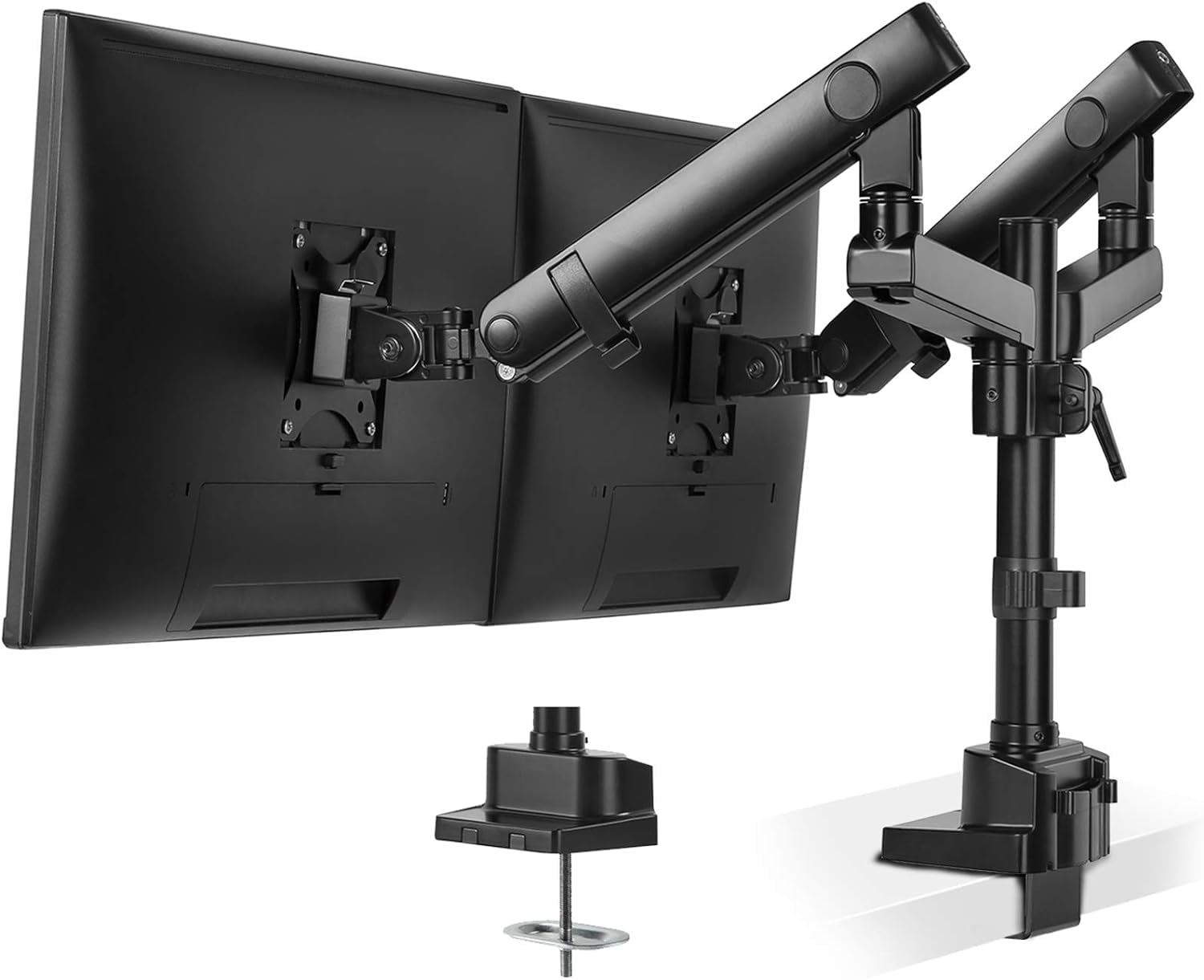 Supporto per monitor PUTORSEN 2 monitor per schermi da 17 a 35 pollici - Supporto da tavolo per monitor con molla a gas in alluminio, fino a 12 kg per braccio, VESA 75/100 mm