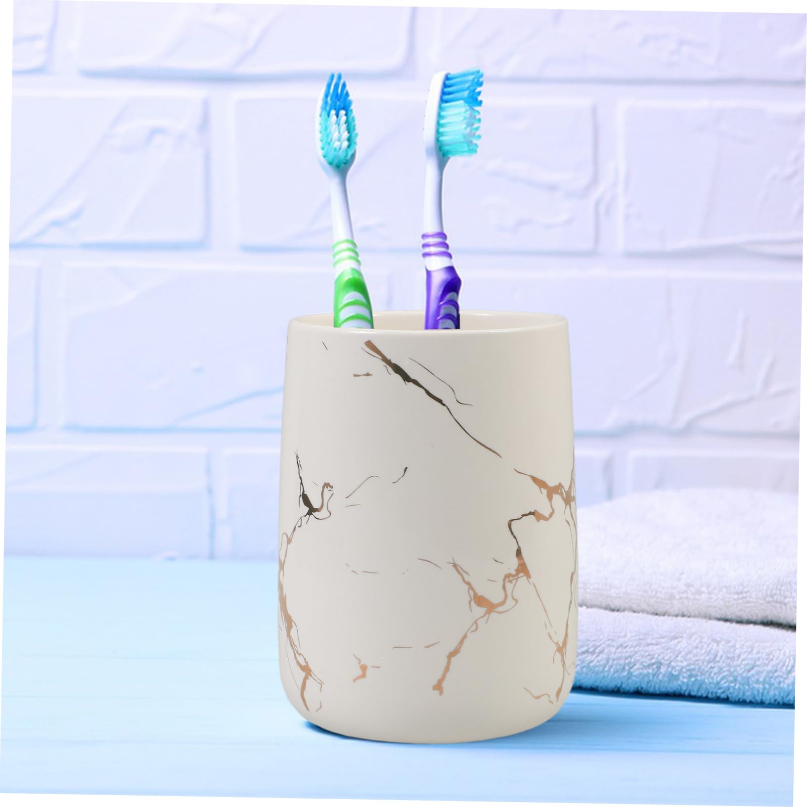 Cabilock Vaso Resistente Diseño para Cepillos de Blanco Dientes de Cerámica Moderno para Baño Accesorios de Baño Decorativos y Adecuado Doméstico