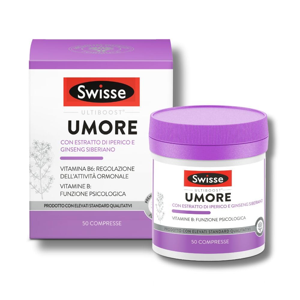 SWISSE Umore-​Integratori con Vitamina B12 per Stanchezza e Supporto a Sistema Nervoso e Funzione Psicologica, Integratore con Vitamina B6 per Regolazione Attività Ormonale, 50 Compresse Made in Italy