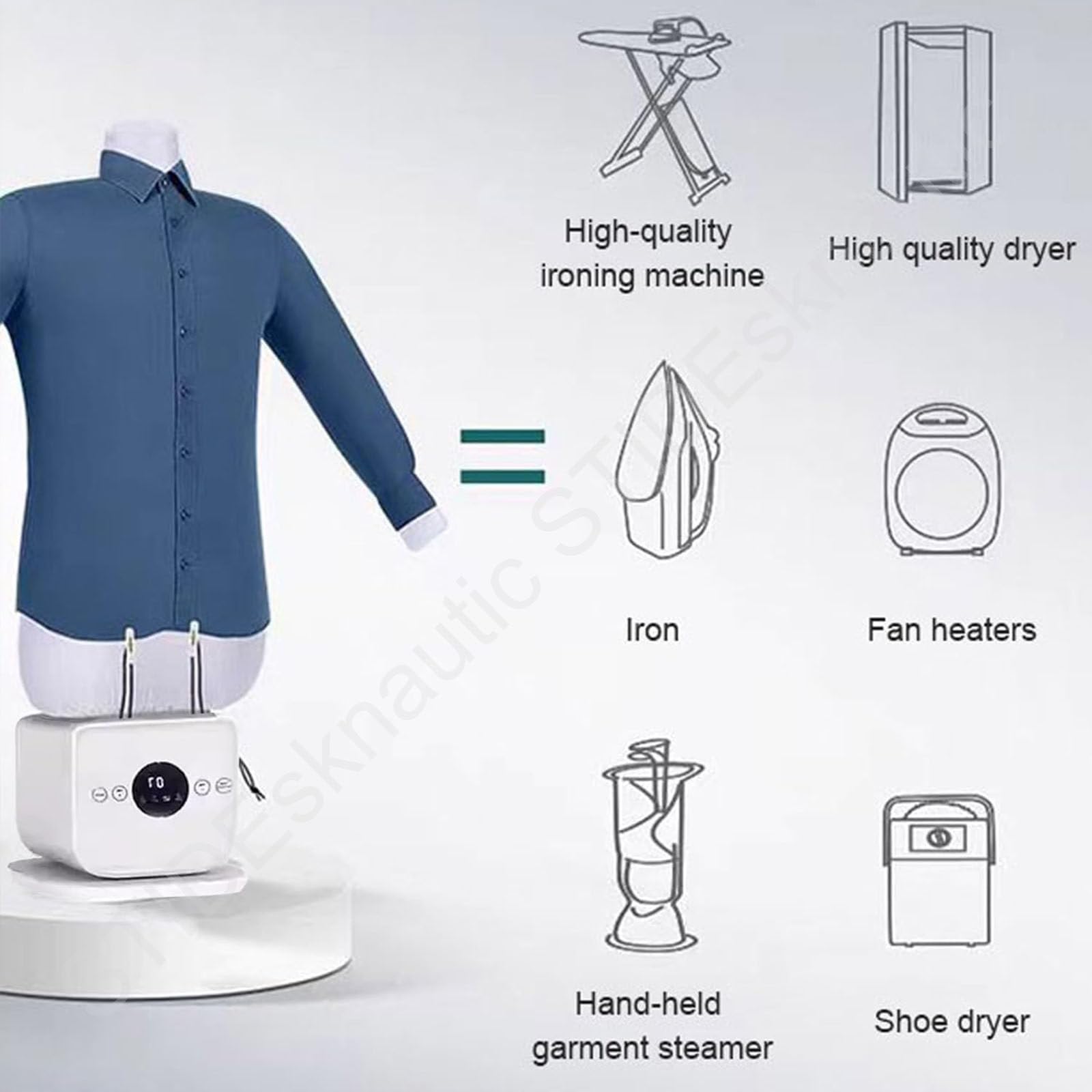 Automatischer Hemdenbüge mit Timer und Digitalanzeige Für Hemden,Blusen,T-Shirts,Hosen,Heiztemperatur: 60–70°C,Trocknet faltenfrei,1400W