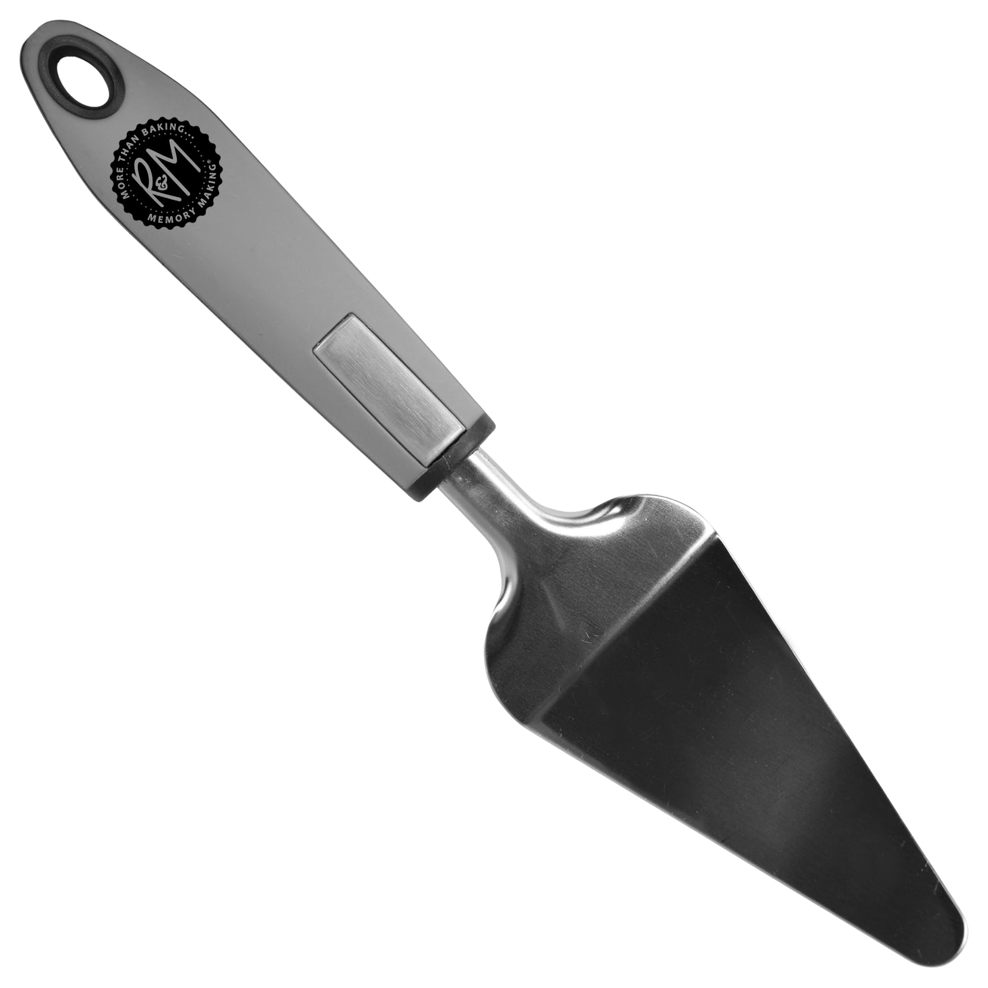 R&M Gray Soft-Grip Stainless Steel Cake Server For Serving Cake, Pie, Pizza, Pastry