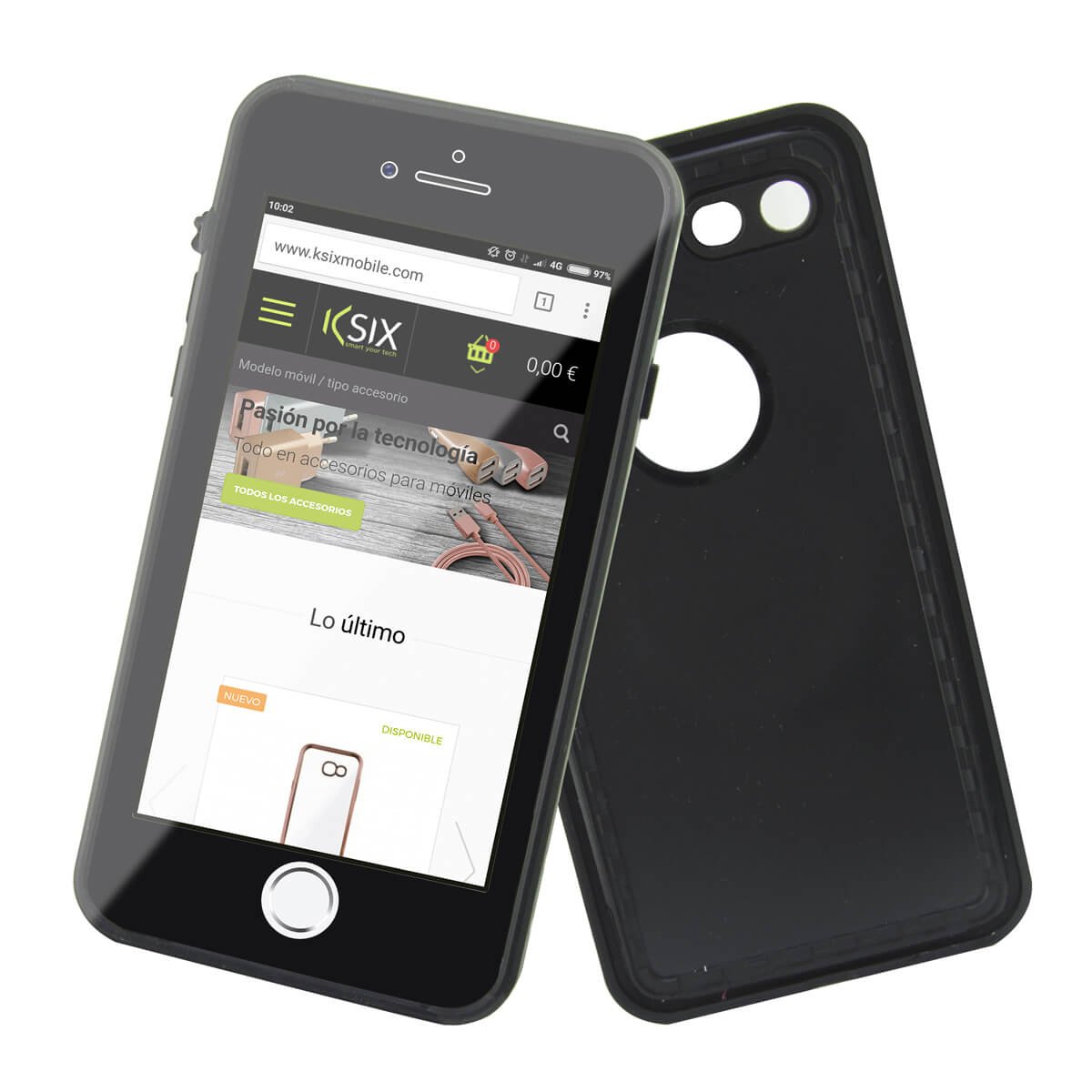 KSIX smart your techWaterproof Case for iPhone SE 2022 SE 2020 8 7 Semi Hard Waterproof Case Black