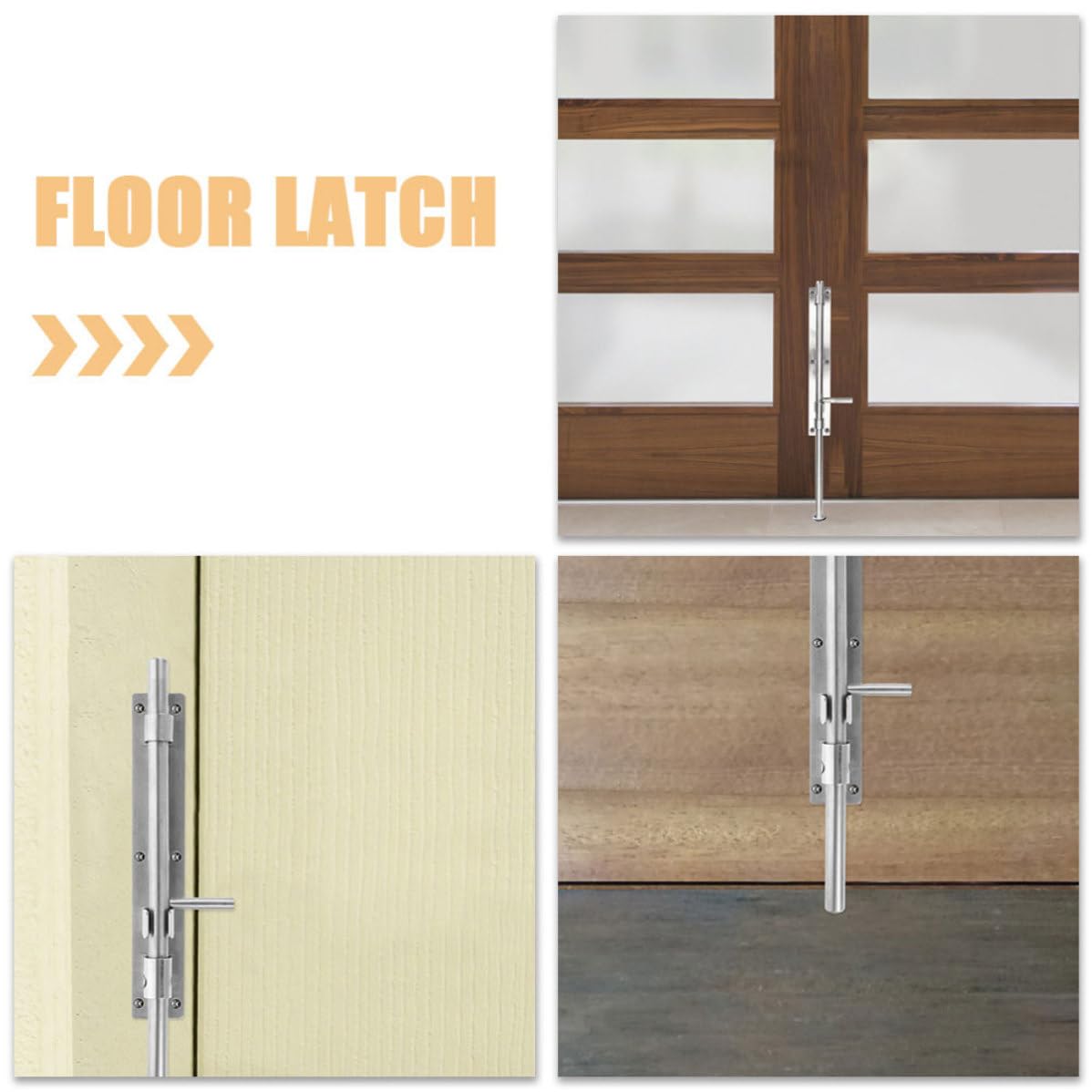 HEALLILY 2 Pezzi Chiavistello in Acciaio Inox, Chiusura Porta Scorrevole, Argento, per Porte e Cancelli, per Ante Singole e Doppie, Sicurezza Casa e Ingresso