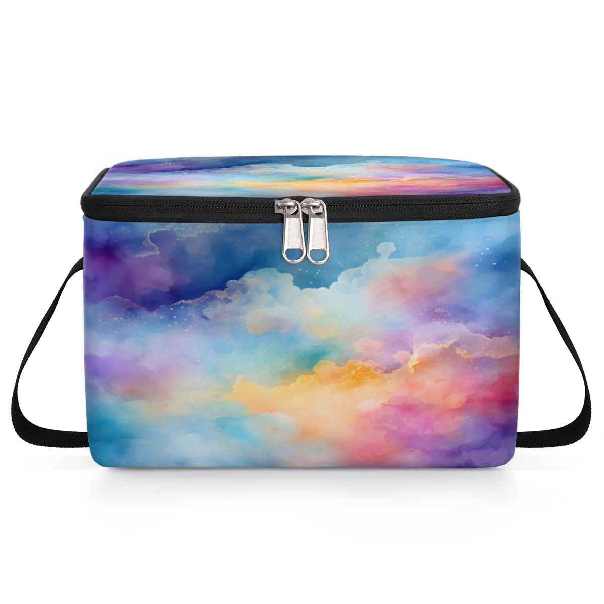 GzLeyigou Color Mix Lunch Bags for Women Men 9 Cans, Hot & Cold Food Delivery Bag Insulated Grocery Bag Insulated Lunch Box Marble Texture Cooler Bag for Office Work Picnic Beach