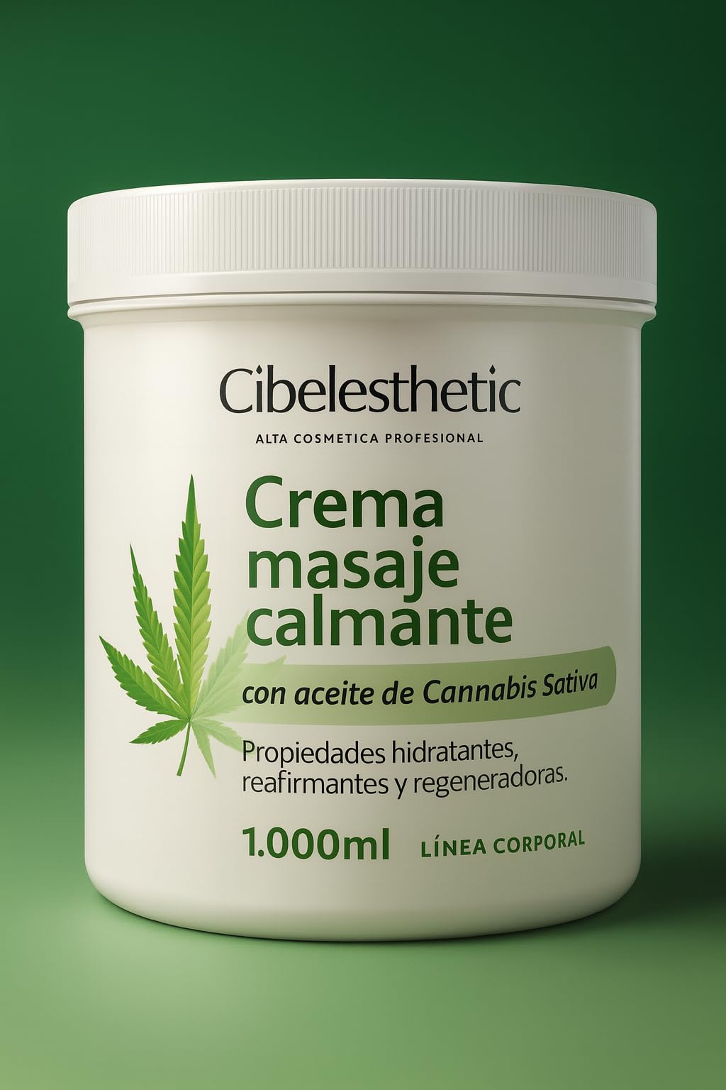 Crema CBD para masaje calmante 1000ml - Crema cannabis dolores articulares y antiinflamatoria - Masaje relajante y anti-estrés - Aporta propiedades hidratantes y regeneradoras a la piel Cibelesthetic