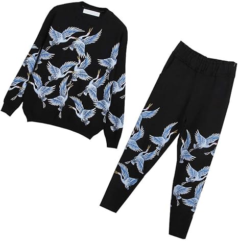 Amazon.com: UXZDX Elegante juego de 2 piezas para mujer, suéter de manga  larga y pantalones de lápiz, trajes de dos piezas para mujer, traje de  punto suelto casual (talla L: grande) :