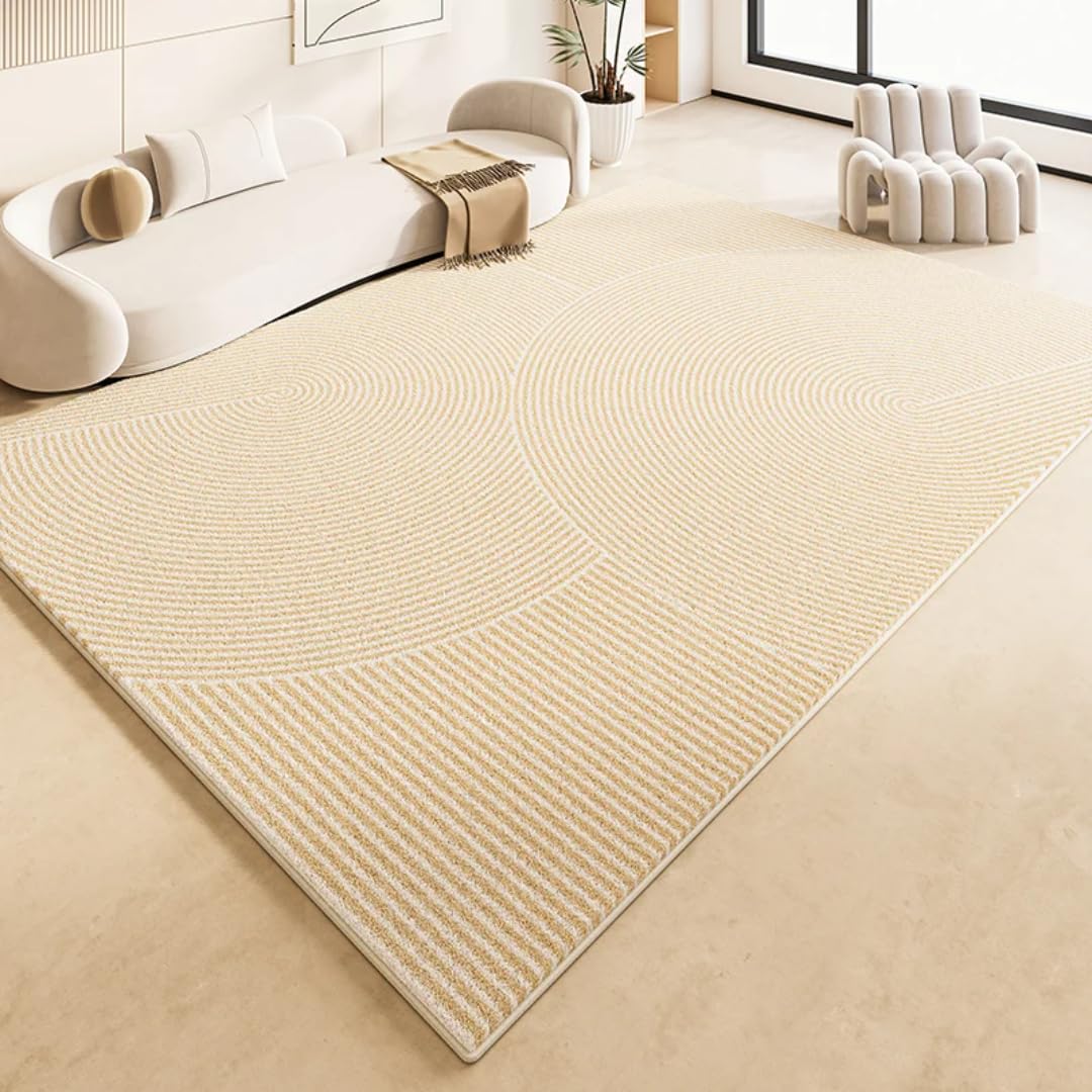 Tapis de salon minimaliste en peluche blanche douce lavable 80x120 cm