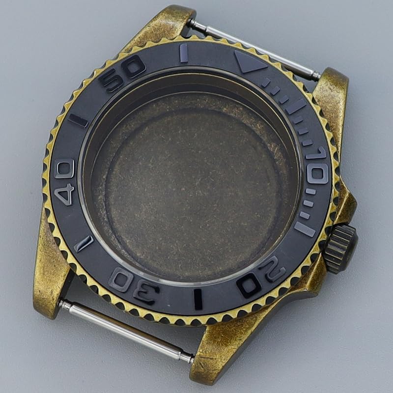 Vintage 40mm GMT Bronze Watch Case Sapphire Glass for Modifying NH35 NH34/36/38 Movement Ceramic Bezel Watch Parts