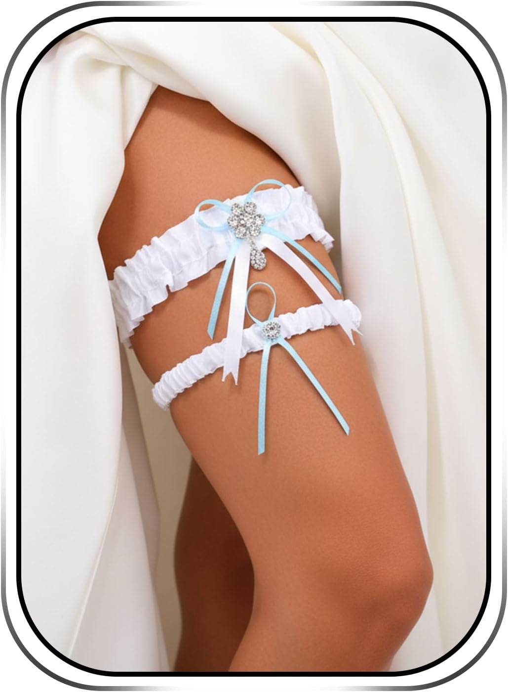 Woeoe Bride Wedding Garter White Garters Bowknot Stretch Bridal Accessories for Women