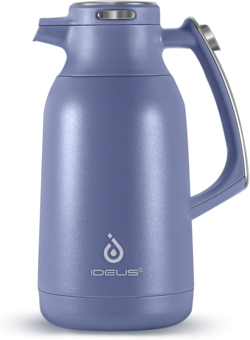IDEUS 68 oz Stainless Steel Thermal Coffee Carafe, Double Wall Insulated Vacuum Flask, Water Coffee and Beverage Dispenser, 12 Hour Heat 24 Hour Cold Retention, Ocean Blue