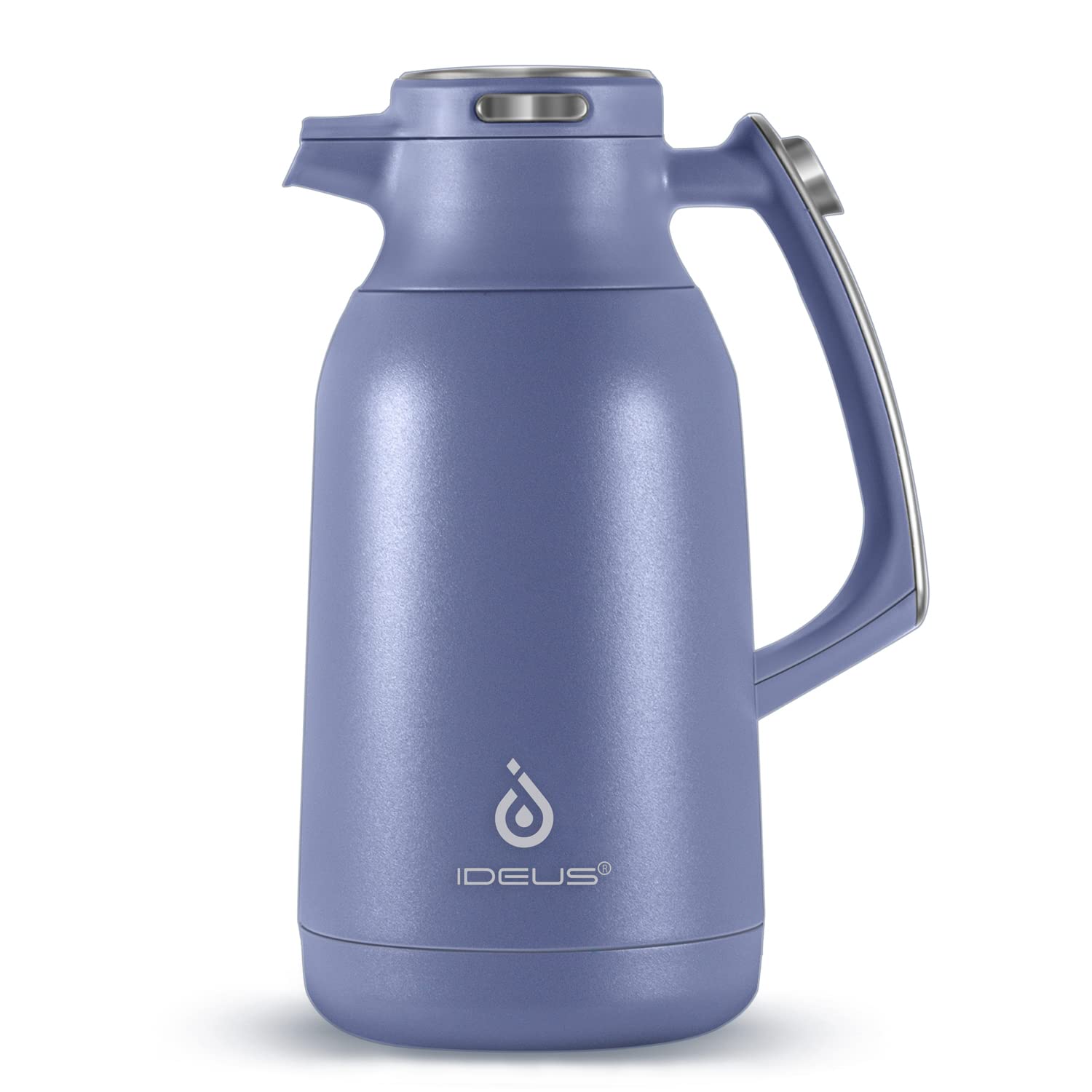 IDEUS 68 oz Stainless Steel Thermal Coffee Carafe, Double Wall Insulated Vacuum Flask, Water Coffee and Beverage Dispenser, 12 Hour Heat 24 Hour Cold Retention, Ocean Blue
