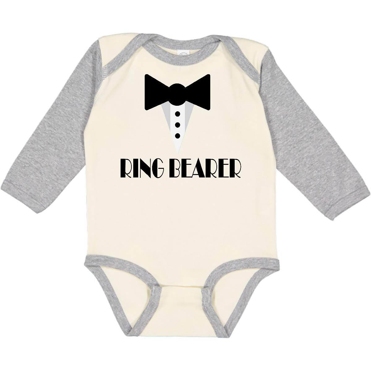inktastic Ringbearer Mock Tux Wedding Tuxedo Long Sleeve Creeper