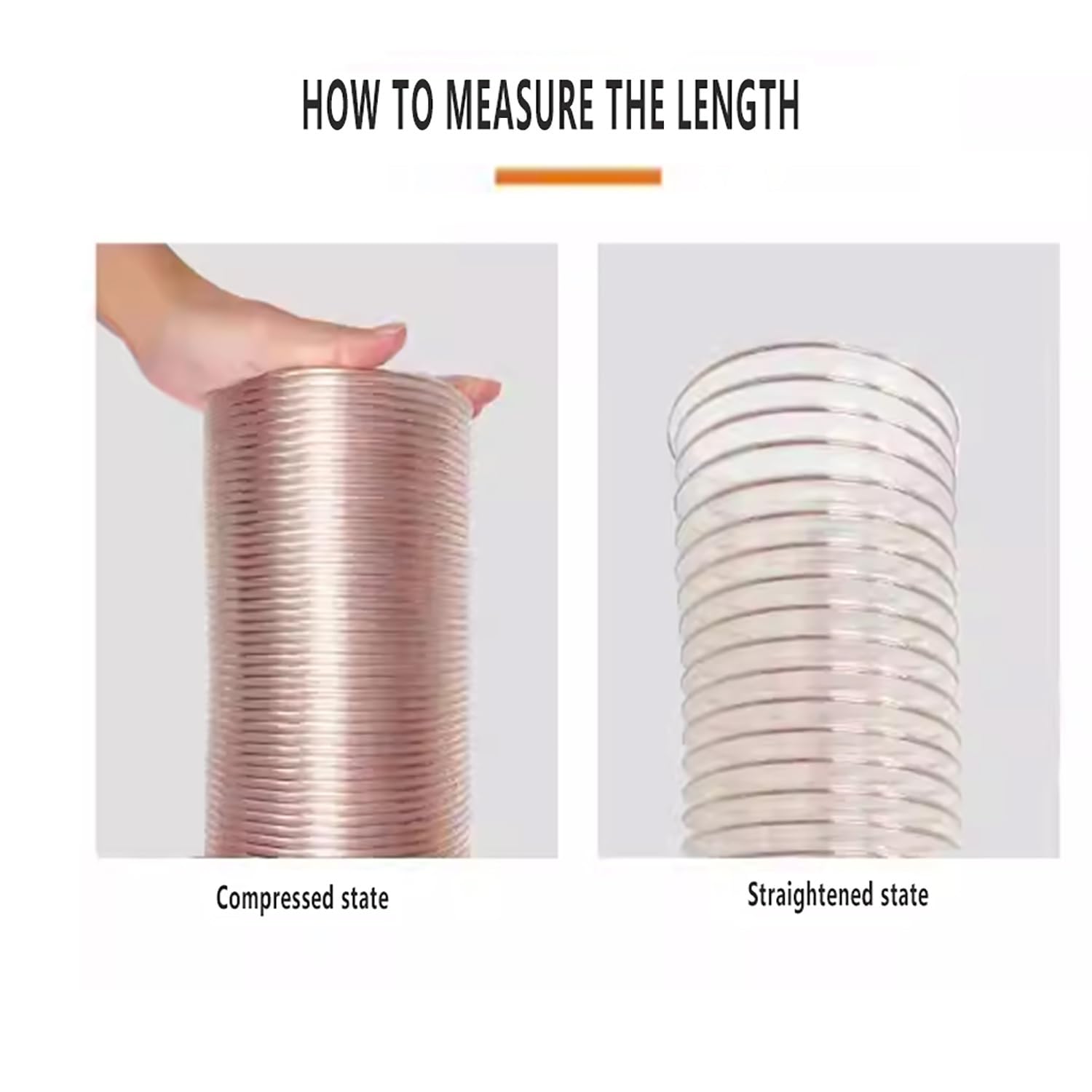 Manguera transparente de poliuretano para extracción de polvo, tubo de succión en espiral para carpintería, 1 m x 25 mm, manguera de vacío de alta resistencia