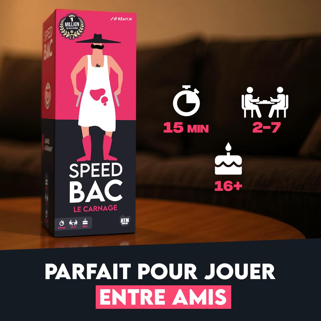 ATM Gaming Lot de 3 Speedbac - Jeux de société - Parfait pour Mettre l'ambiance - 2 à 7 Joueurs - Version Classique, Kids et Adultes