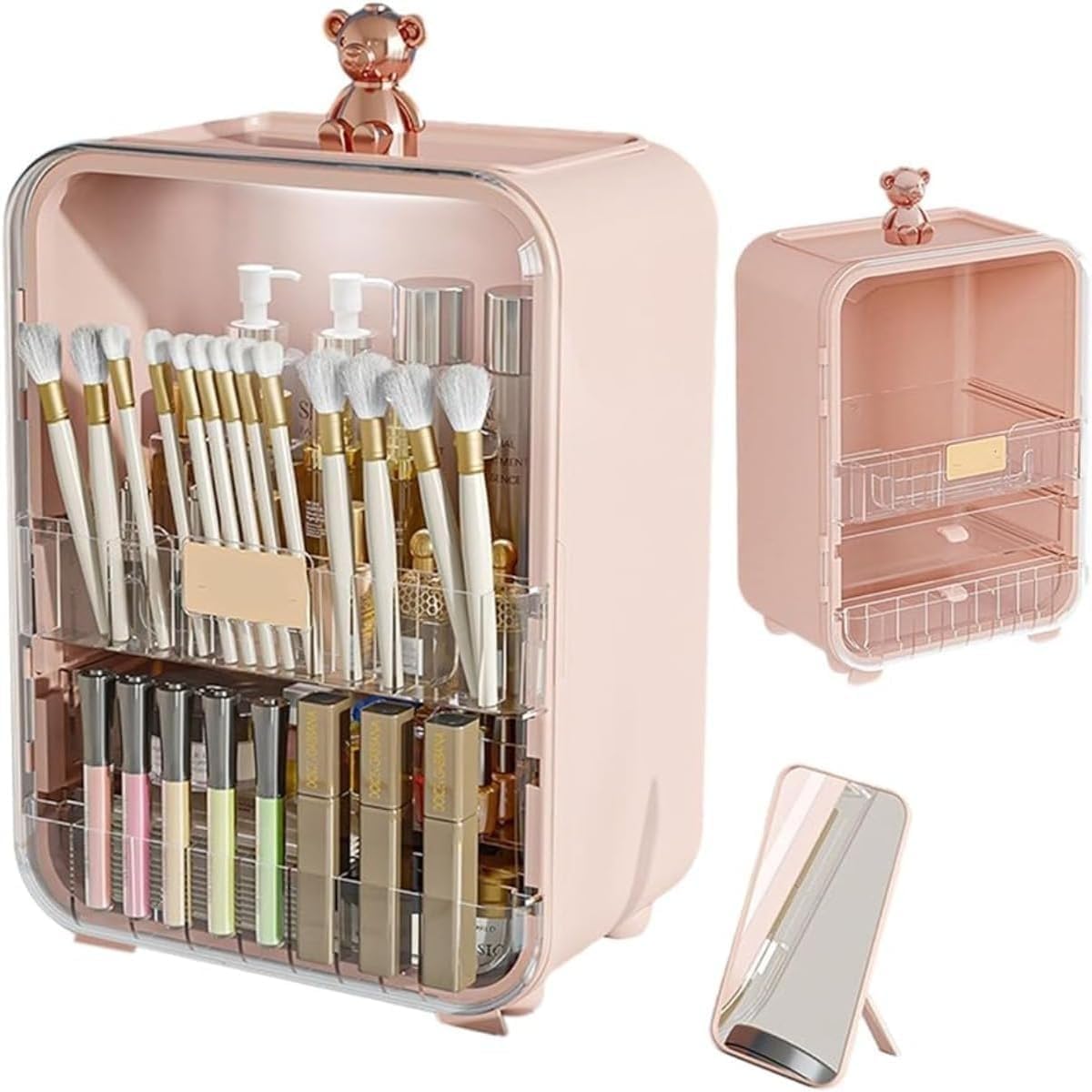 Amazon.co.jp: 化粧品収納ボックス 鏡付き クリアコスメボックス LED