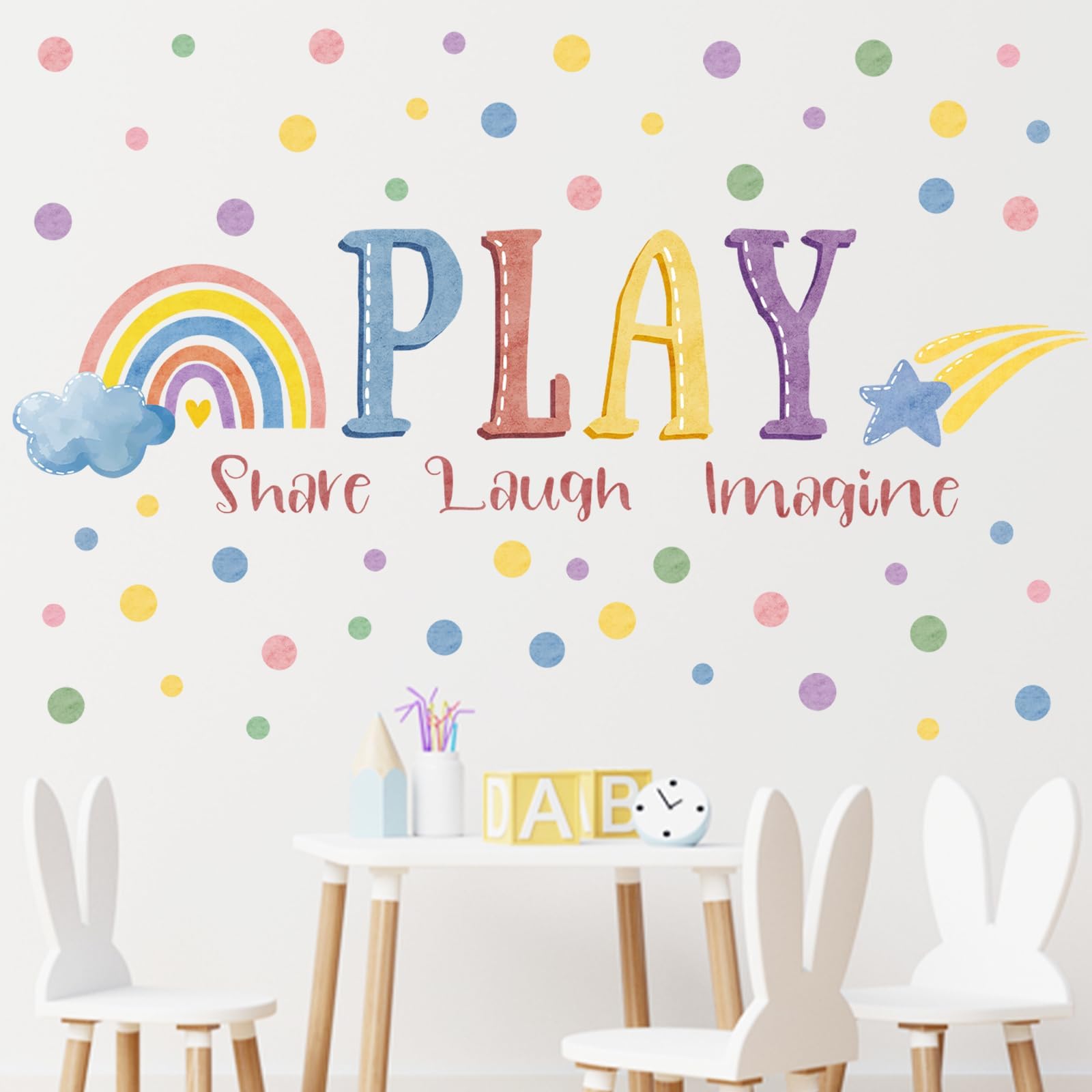 Playroom Wall Decor Kids Playroom Wall Decals Share Imagine Laugh DIY Wall Stickers