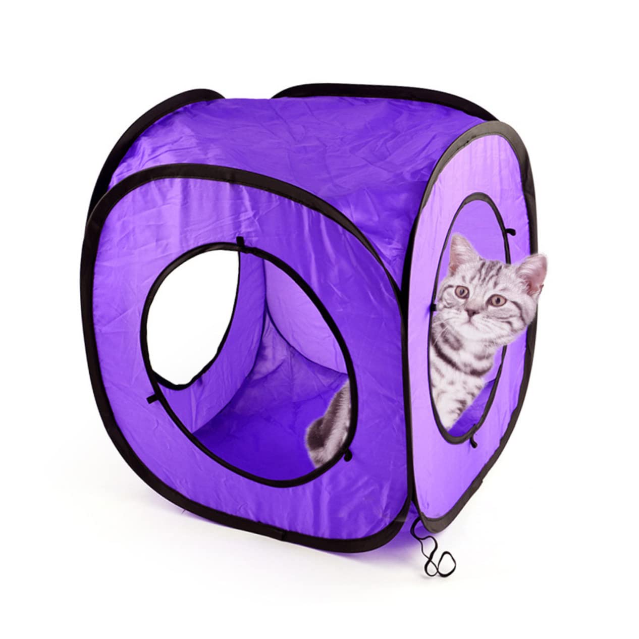 INOOMP Tunnel Pliable pour Chat à Double Canal 3 Pièces Pourpre