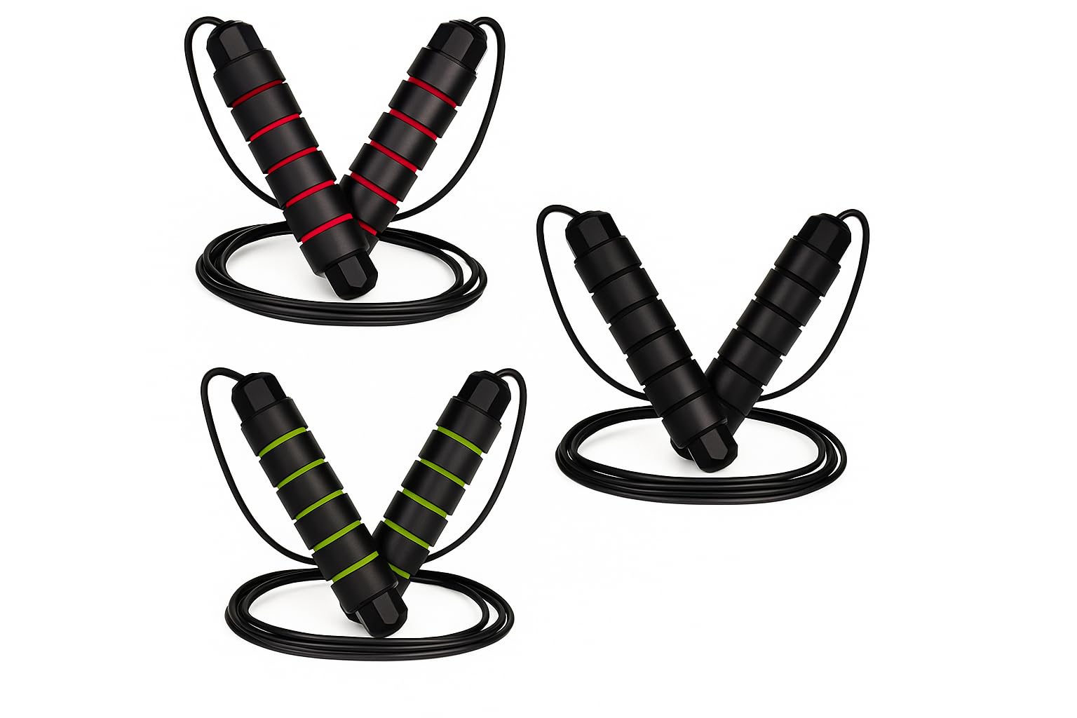 ZM ESSENTIALS 4-in-1 Fitness Set – 3 Adjustable Jump Ropes + 1 Hand Gripper | Jumping Rope for Speed, Boxing, Strength Training Exercise | Tangle-free Skipping Rope for Home Gym Workouts.