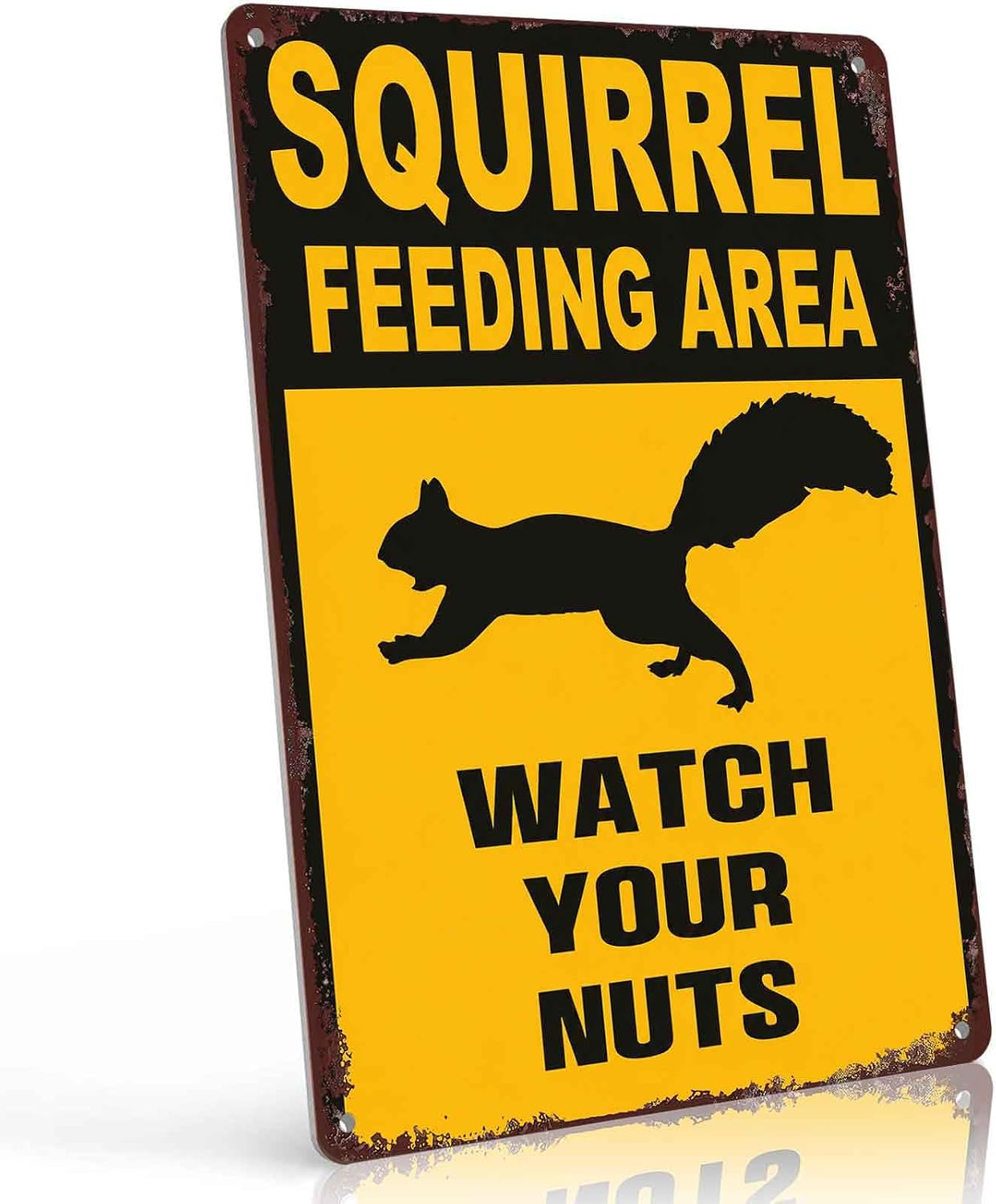 Squirrel Feeding Area Funny Metal Sign Funny Wall Decor 8 x 12 Inch