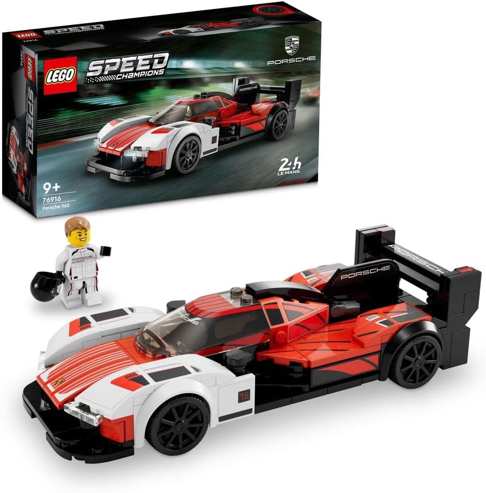 76916 Speed Champions Porsche 963, Model Car Building Kit, Racing Vehicle Toy for Kids, 2023 Collectible Set with Driver Minifigure