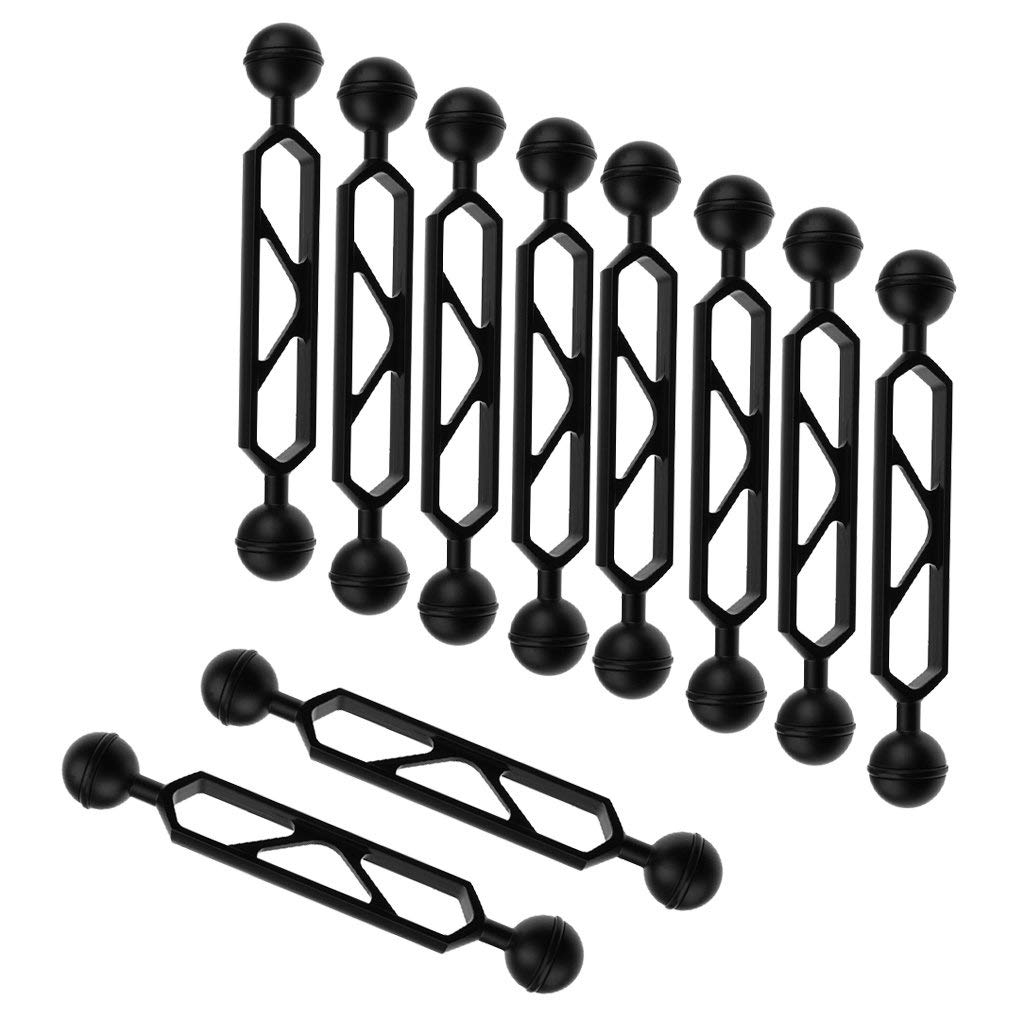 Inzopo 10 Pieces 6'' Double Ball Arm for Connecting Strobe/Video Light to Underwater Photography Housing