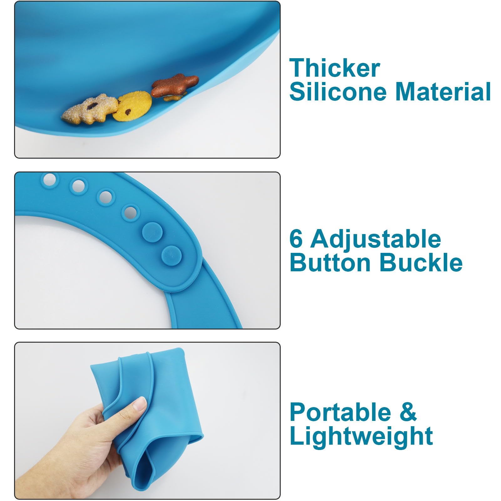 ZCYKJ 2 Pack Washable Silicone Adult Bibs for Elderly Reuasable Adult Dining Bibs for Eating for Men Women - Image 3