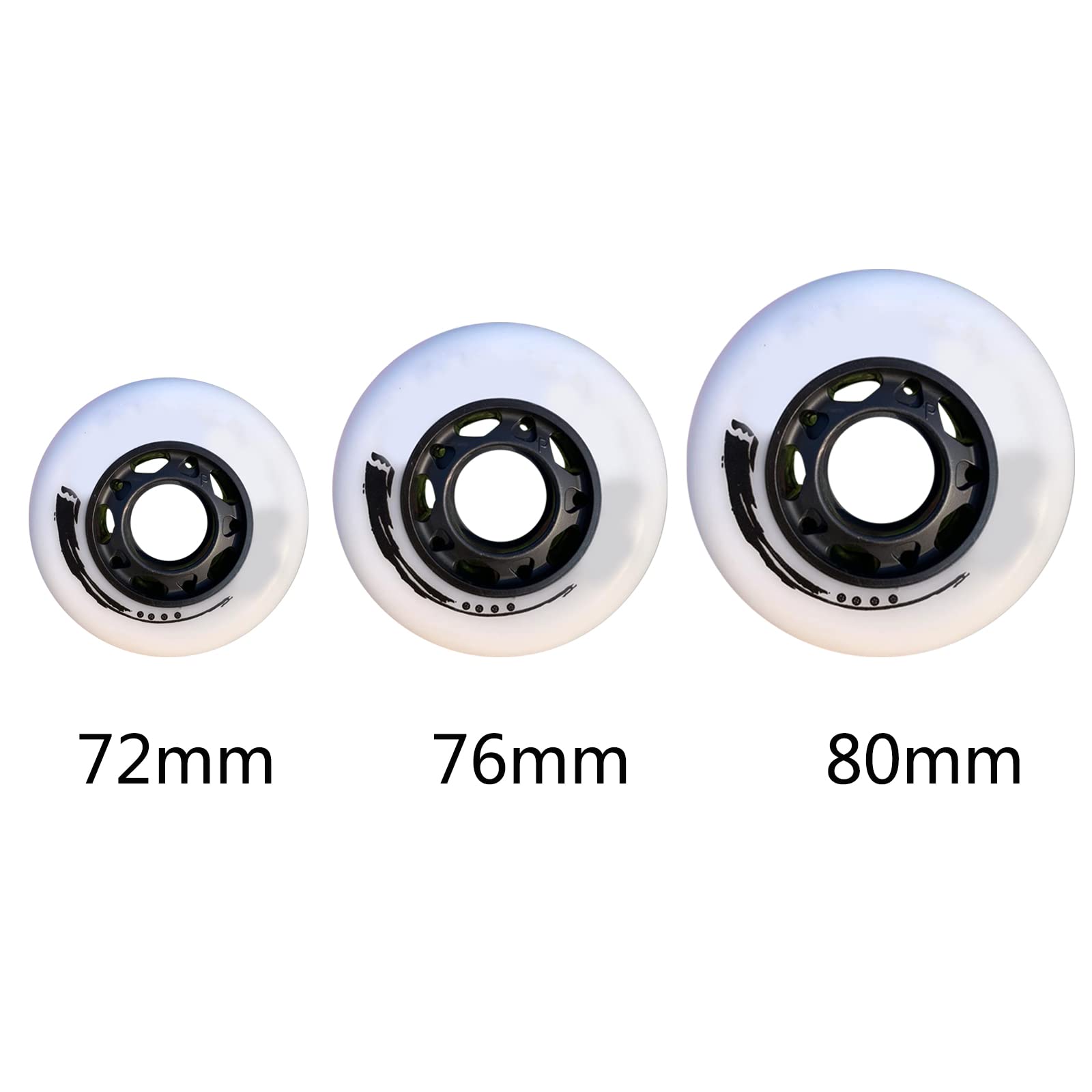 Genérico Ruedas para Patines en Línea Interior Exterior Ruedas de Repuesto 95A 72 mm 76 mm 80 mm Rueda de Repuesto de Poliuretano Sin Rodamientos Paquete de 8